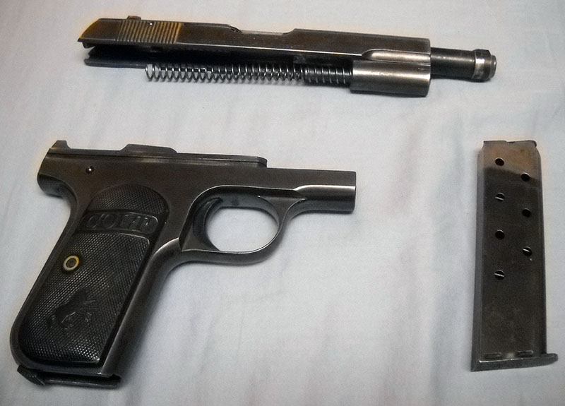 Colt 1903, with magazine and slide/barrel assembly removed